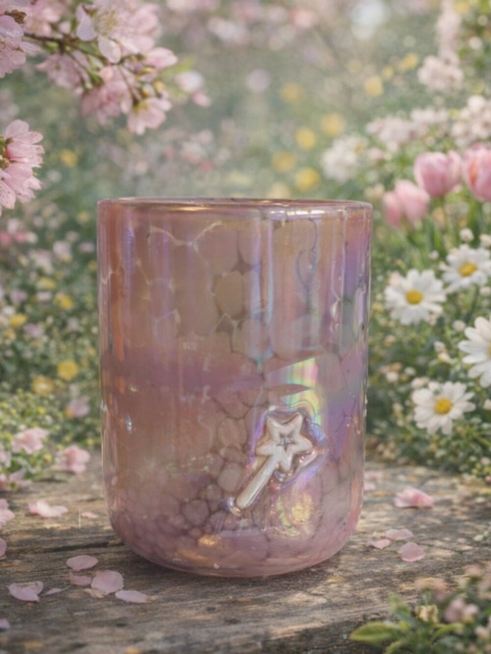 Anthropology Mystic Wand Iridescent Pink Purple Fairy 17oz Juice Glass